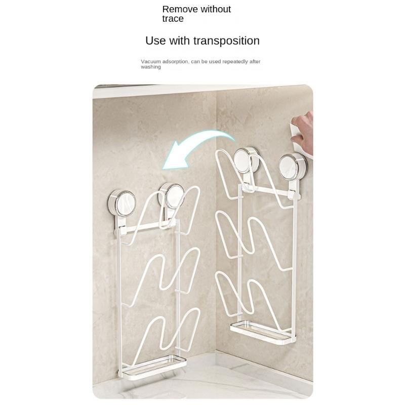 Easy Installation Suction Cup Cookware Lid Rack Wall Mounted Kitchen Storage Rack For Pots Pans Cutting Boards