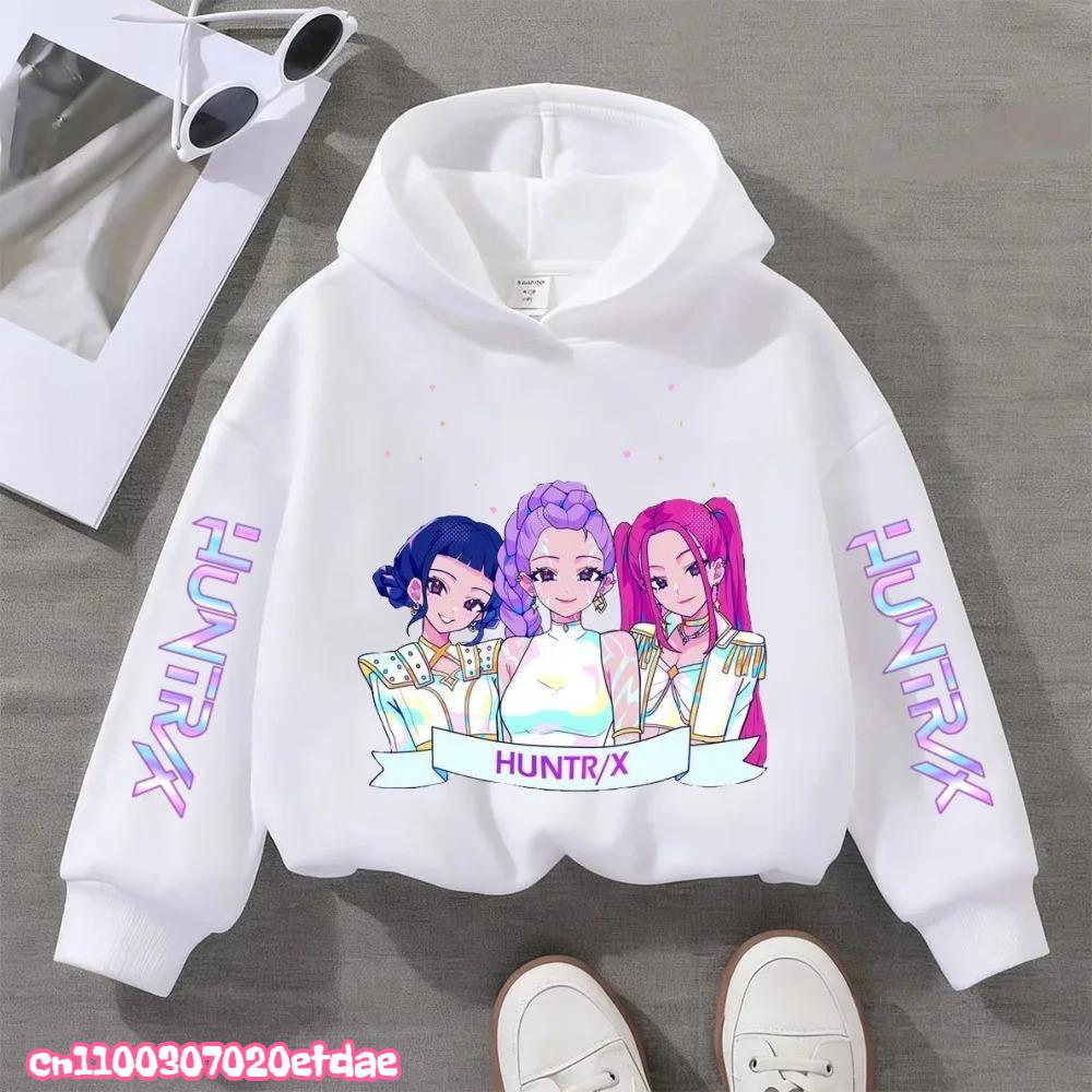 Children's KPop Demon Hunters Hoodies Girls Pink Boy Pink Tops Sweatshirt Long Sleeve Pullovers Coat Autumn Winter Casual Hooded