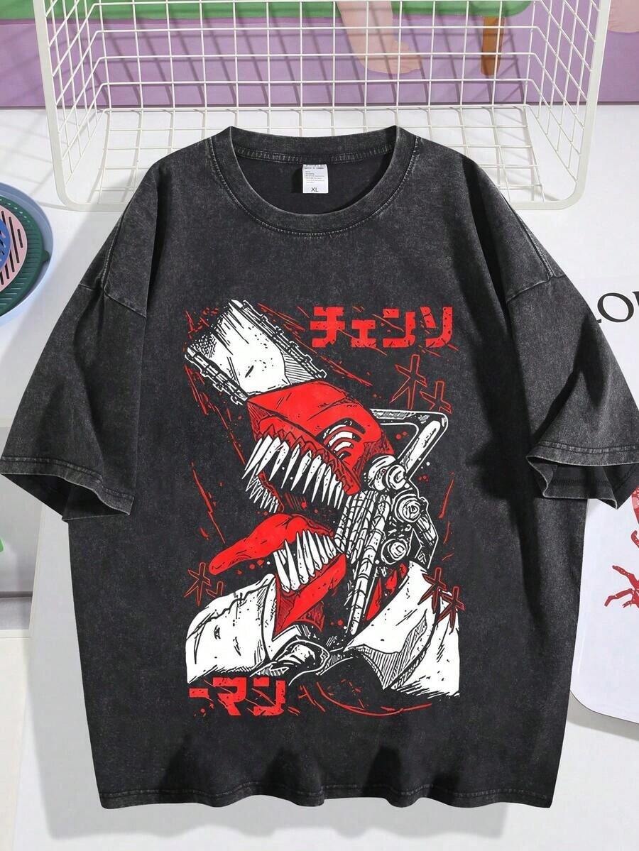 

EWH Mens T Shirt Anime Style Anime Character Graphic Loose Fit Short Sleeved Top DG 2XL