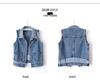 Women's Striped Patchwork Denim Vest 2023 - Slim-Fit Sleeveless Gilet for Spring/Autumn Layering