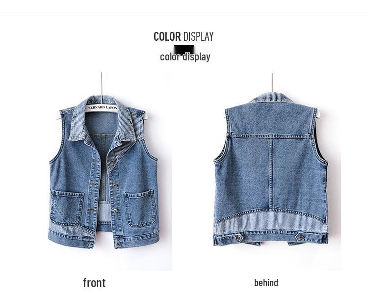 Women's Striped Patchwork Denim Vest 2023 - Slim-Fit Sleeveless Gilet for Spring/Autumn Layering