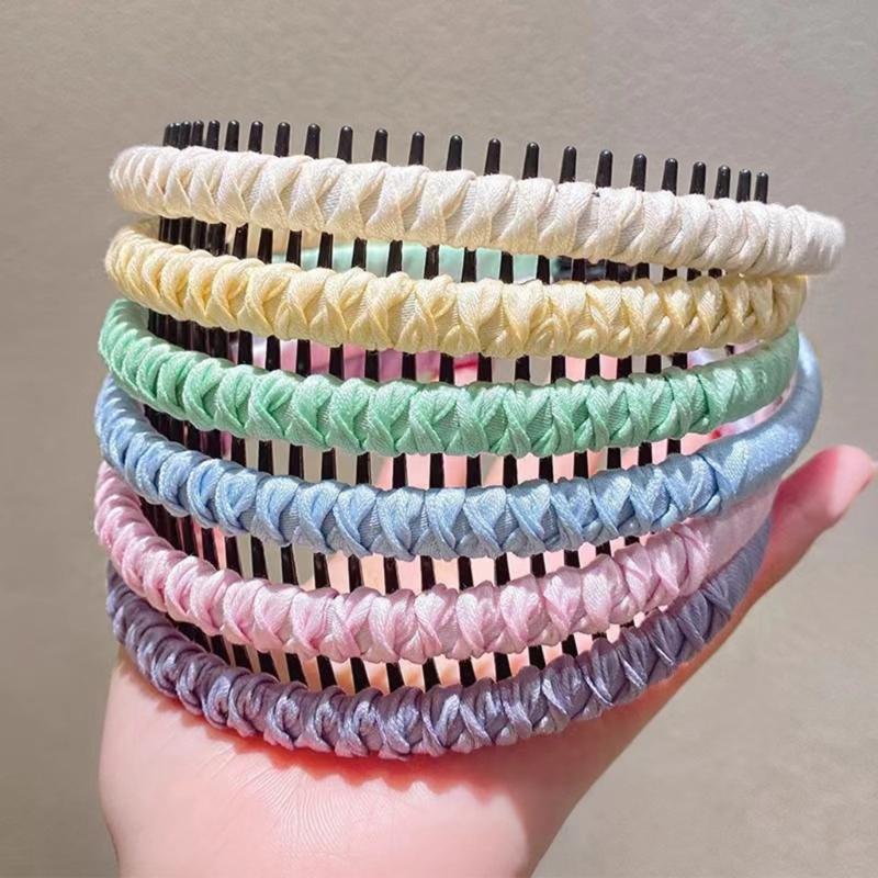 NonSlip Resin Cotton Hair Band For Women Workouts Spa Face Washing Secure Grip With Teeth Elastic Thin Headbands Multiple Colors