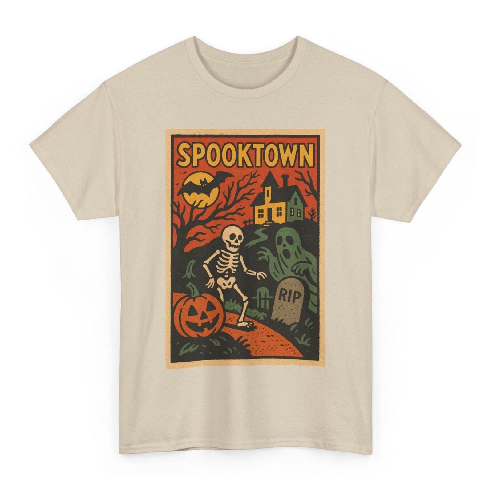 Spooktown T-Shirt: Retro Comic Book Haunted House Tee L