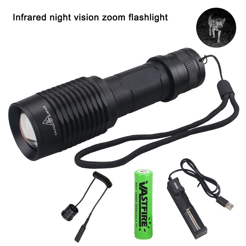 5W IR850NM Professional Night Vision Hunting Torch Tactical Infrared Radiation IR940NM Zoomable Waterproof Hunting Flashlight