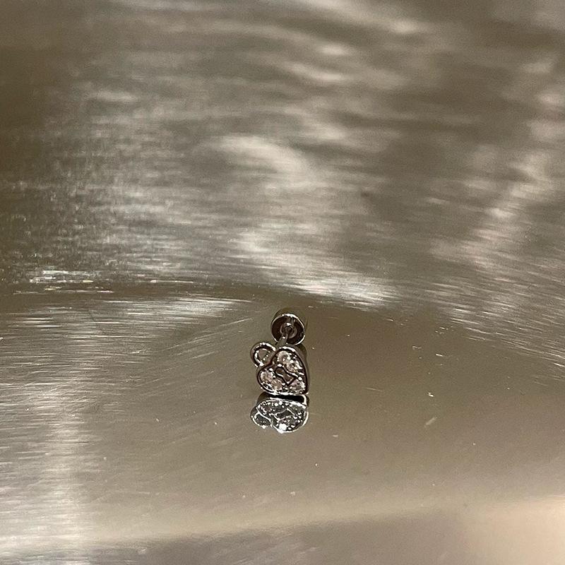 Niche Sweet Cool Wind Anti-allergy Perforated Ear Bones Nail Sweet Zirconia Earrings Light Luxury Earrings Affordable Dainty Earrings Daily Wear