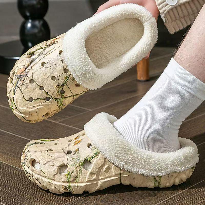 Women's Thick-Soled EVA Cotton Slippers - Cute European & American Style Closed-Toe Winter Warm Home Shoes