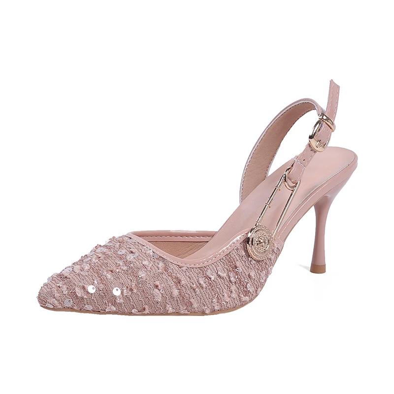 Summer New French Beautiful High Heels Women's Stiletto Pointed Toe Versatile Fashion Baotou High Heel Sandals