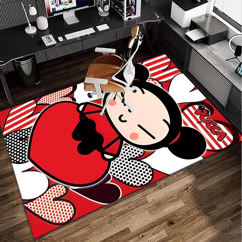 Heartfelt Love Cute Doll Office Rug Chair Mat, Game Carpet, Suitable for Front Door, Bedroom, Living Room, Desk, Holiday Gift