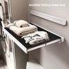 Bathroom Folding Telescopic Shelf, No-Drill Toilet Clothes Organizer, Clever Towel and Bath Towel Invisible Storage Rack