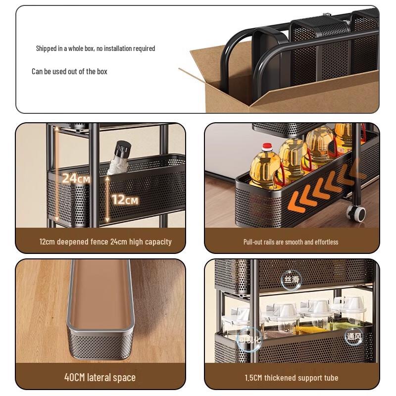Muya Slim Rolling Kitchen Storage Cart