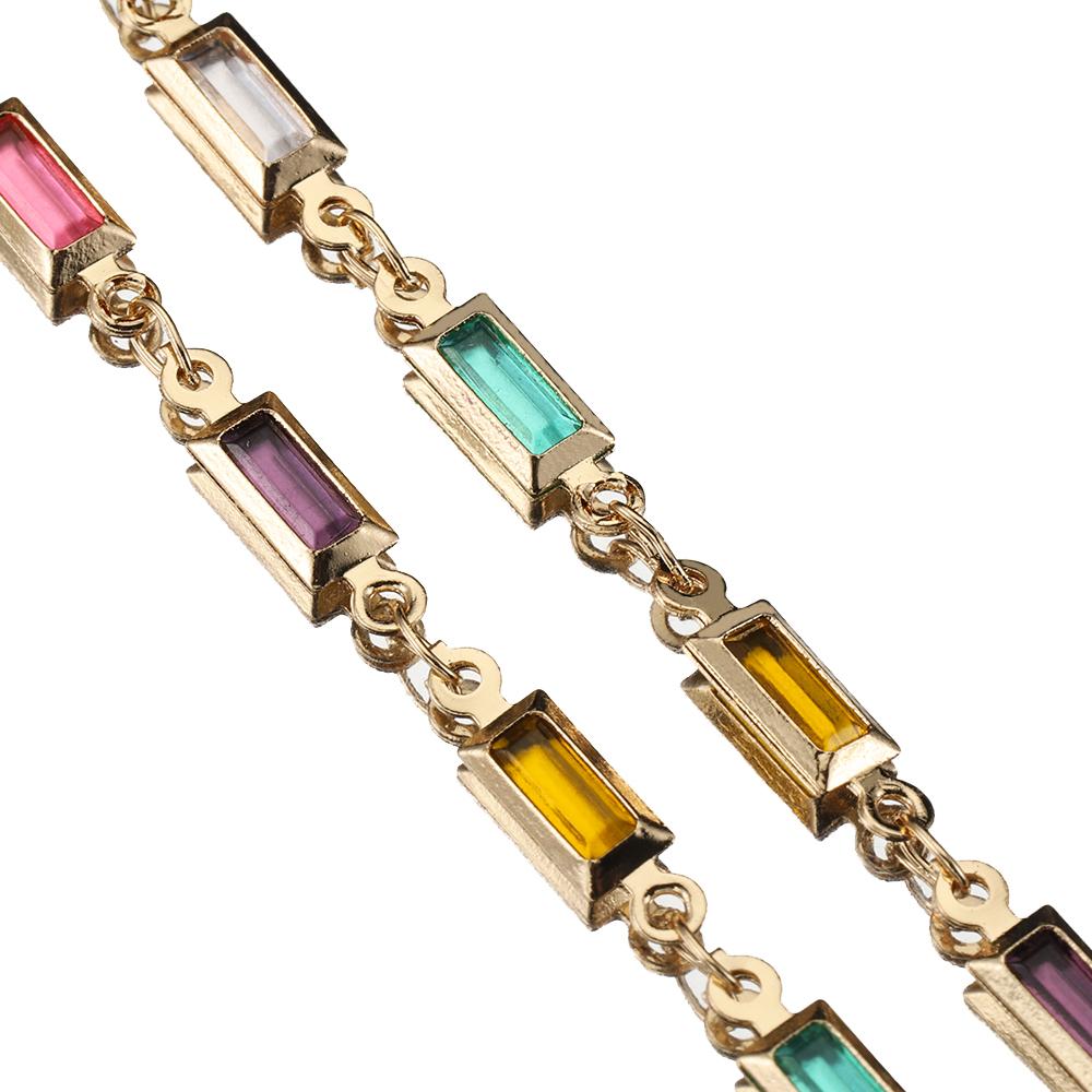 

1meter Colorful Crystal Beaded Chain Rectangle Glass Beads for Necklace Bracelet Chains Jewelry Making DIY Components Supplies
