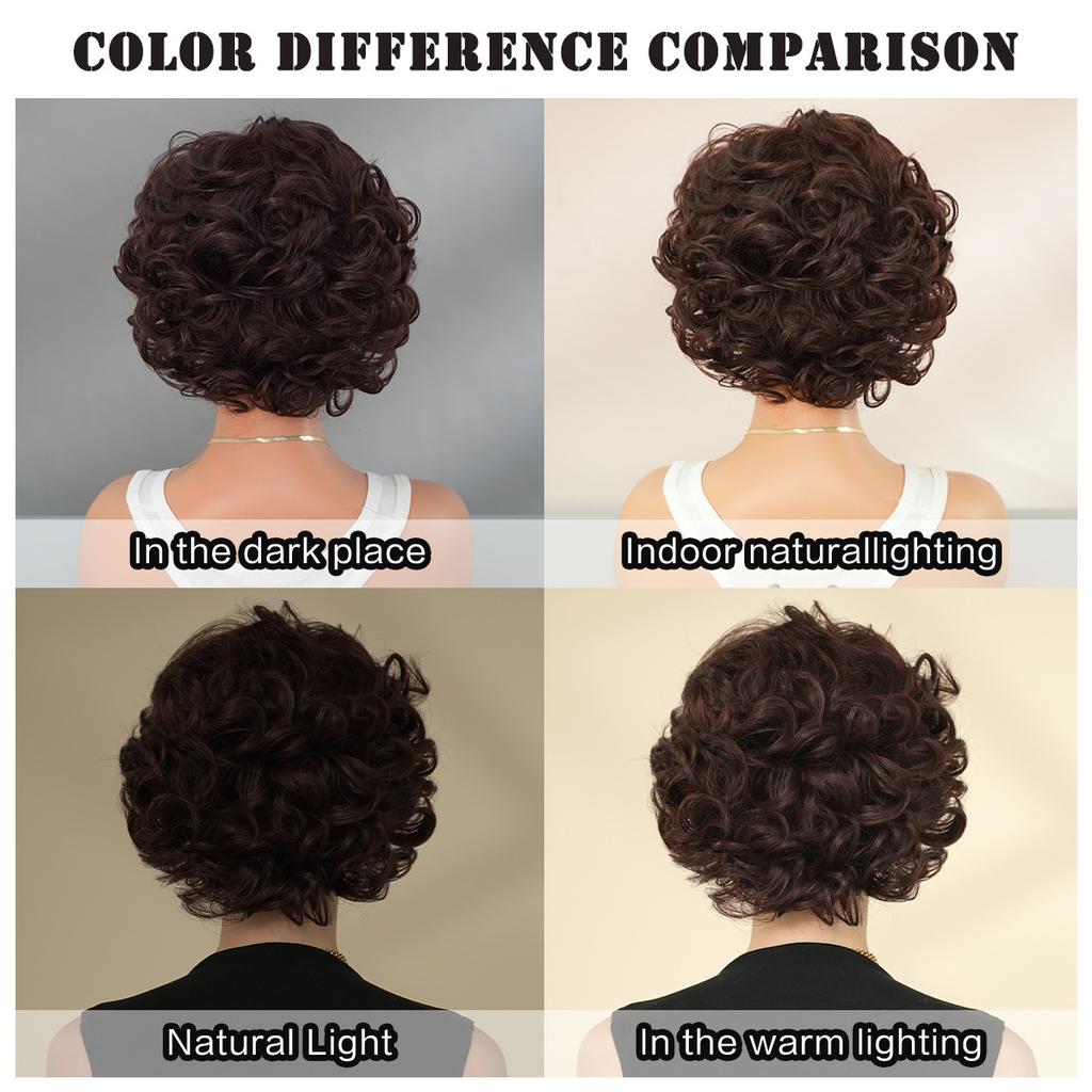 Retro Pixie Short Wig for Women - Red Brown Gray Brown Options, Quick Beauty Makeover Styling, Vintage Style Full Cap Wig