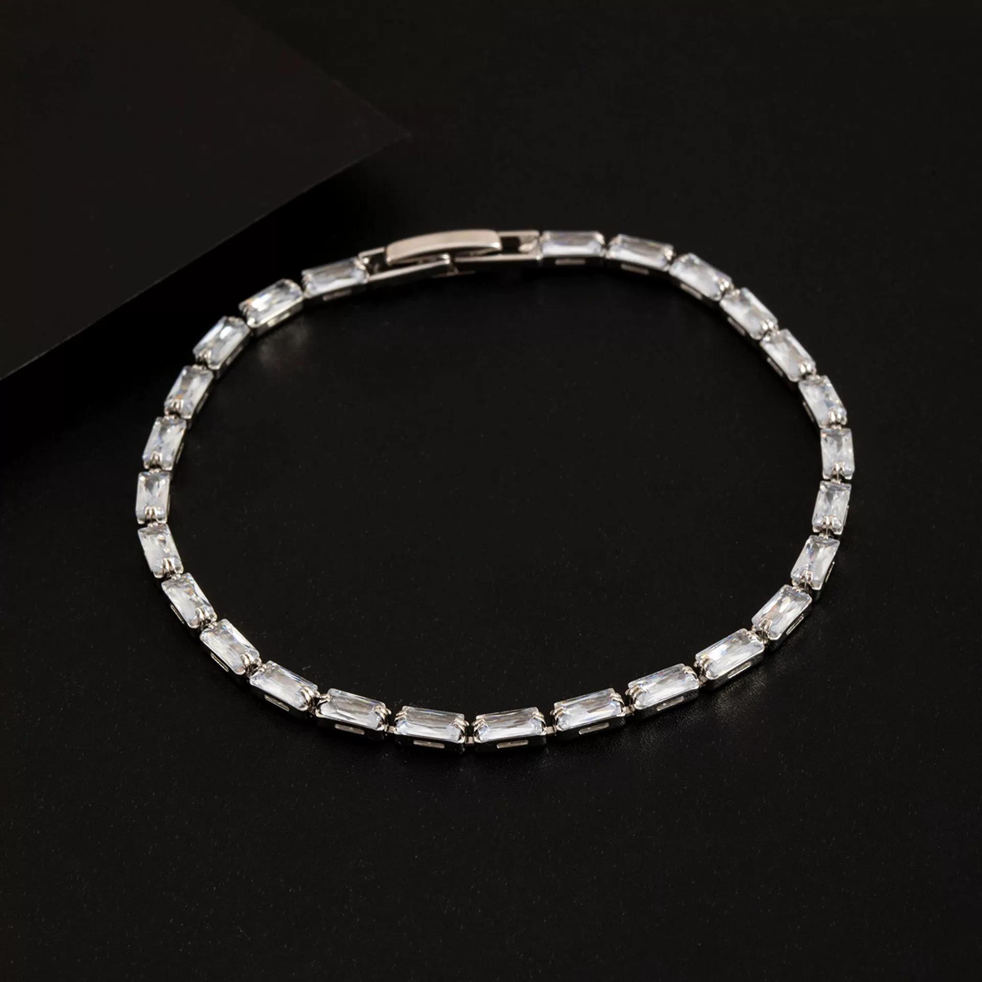 

Rectangular Zircon Bracelet - Women s Korean Fashion - Simple Best Friend Jewelry