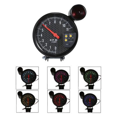 5 Inch Diameter Tachometer Carbon Fiber Face 7 Colors Optional With LED Pointer