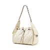 Genuine Leather Quilted Underarm Chain Bag Versatile Large Capacity Caviar Pattern Single Shoulder Bucket Bag Drawstring Bag