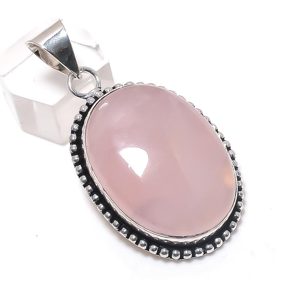 

Rose Quartz Gemstone 925 Sterling Silver Jewelry Pendant 2.09