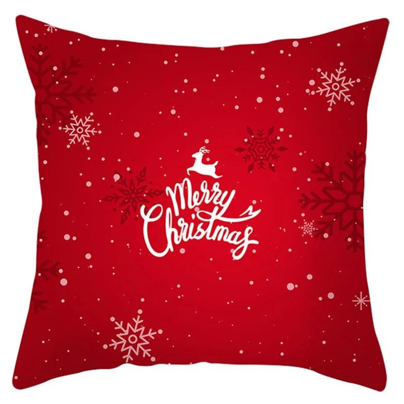 Christmas Decoration Pillow Cover Christmas Hat Christmas Tree Santa Elk Text Gift Gingerbread Man Sofa Home Decor Pillow Cover