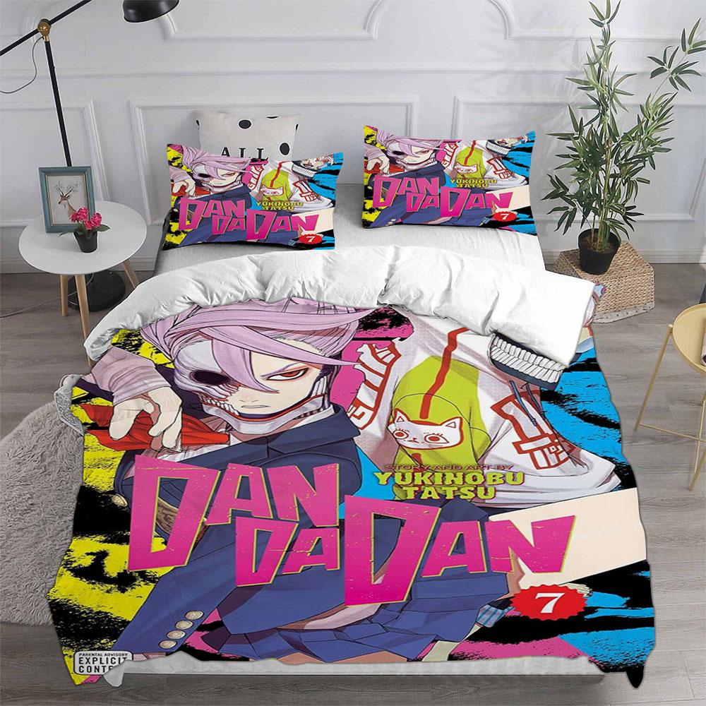 Seturi de lenjerie de pat noi Anime DAN DA DAN cu imprimeu de desene animate Set rafinat de articole de pat Set husă de plapumă cu plapumă Set luxos cadou de ziua de naștere