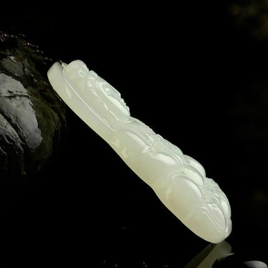 Men's Xinjiang Hotan White Jade Guanyin Pendant with Certificate
