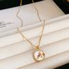 Simple Gold Zircon Letter Pendant Necklace For Women And Casual Wear