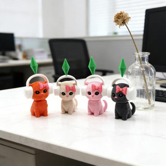 Cute Mini Cat Ornament 3D Printed Cat Figurine Car Dashboard Decor Funny Vehicle Interior Accessory for Home Office Decor