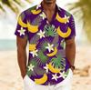 Men's Short Sleeve Hawaiian Shirt Stripe Banana Tropical Fruit Print Loose Casual Vacation Top