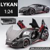 Supersportovní model Supersport Lykan v měřítku 1/24, stahovací auto ze zinkové slitiny se zvukem a světlem pro děti, chlapec, dívka dárek