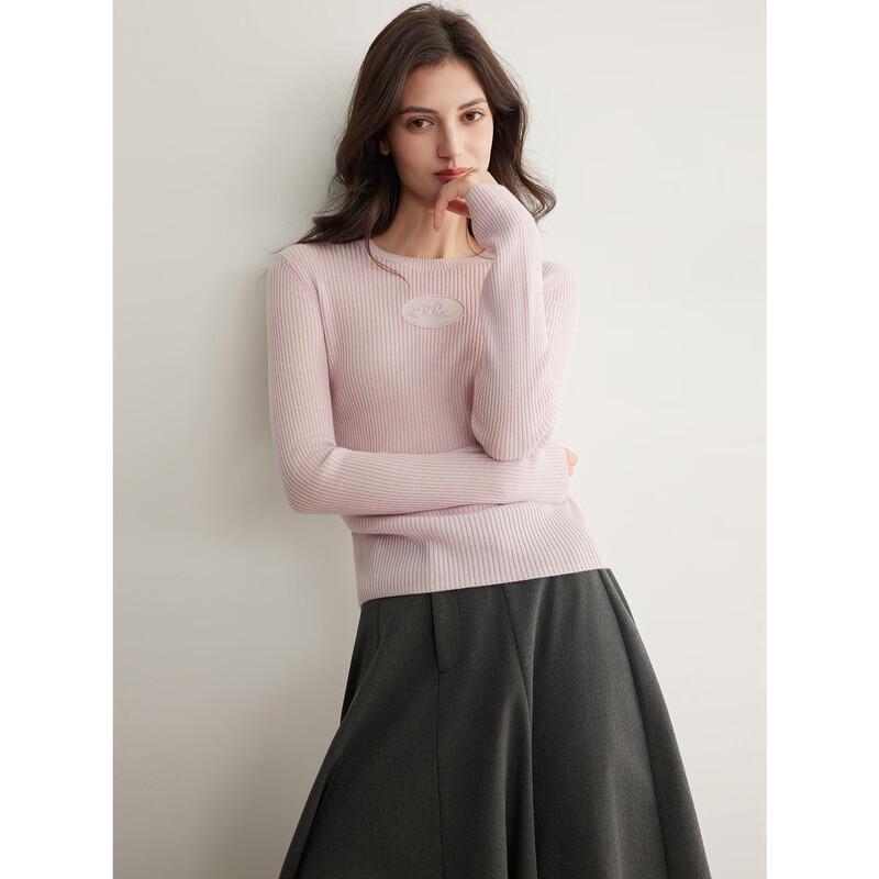 ELLE Women's Slim Fit Merino Wool Blend Knit Sweater