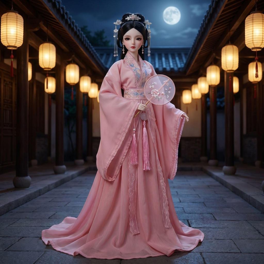 [Maidscp] 13 BJD Doll Clothes 60cm Cast Doll Hanfu Traditional Chinese Style Xianxia Lace Pink 4-Piece Set
