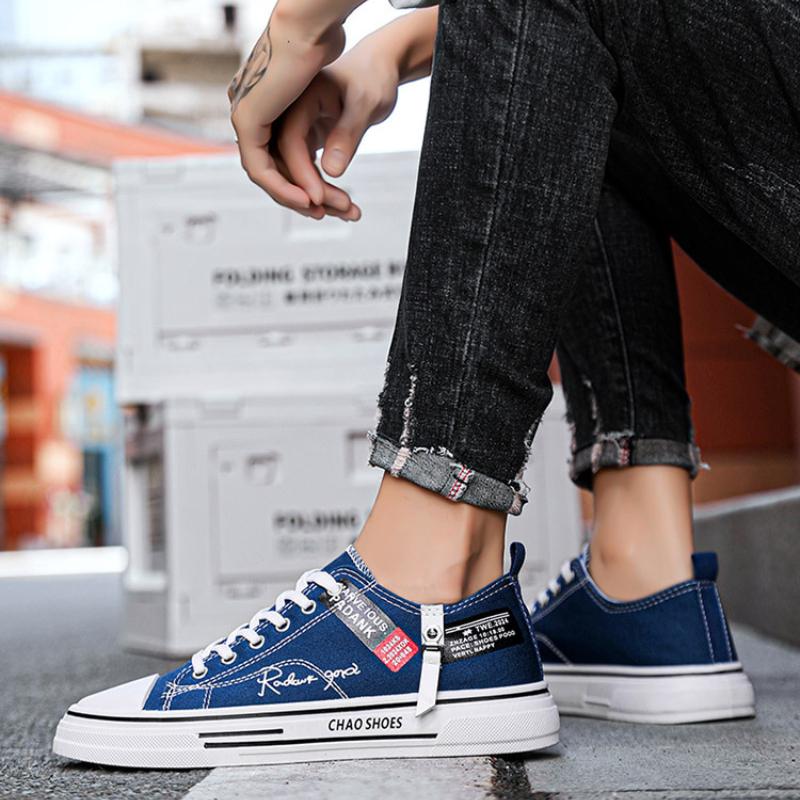 Sommer Herren Canvas Schuhe Trendige Vielseitige Low Cut Schnürschuhe Lässige Outdoor Vulkanisierte Sportschuhe für Herren Zapatos De Lona