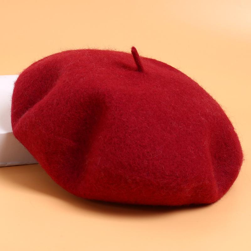 

Теплий берет художника у корейському стилі з грибами - Жіночий осінньо-зимовий однотонний повсякденний капелюх M (56-58cm)