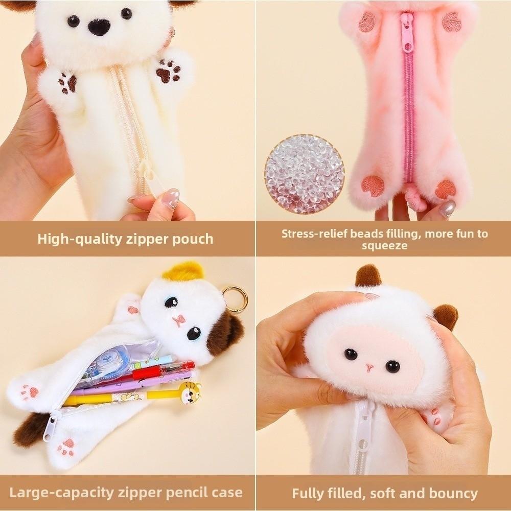 Cute Animal Plush Pencil Case Cartoon Makeup Bag Zipper Stationery Pouch  Award Gifts