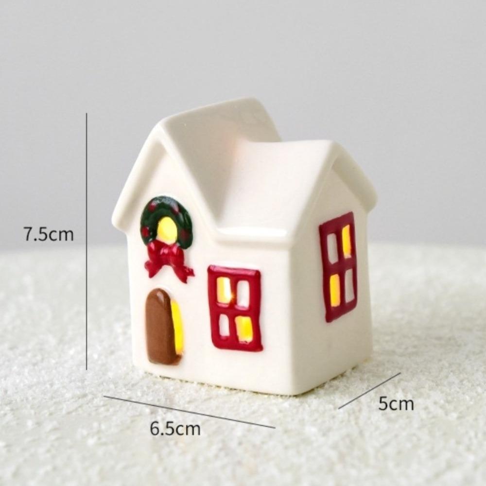 Novas Casas de Natal Iluminadas por LED Castelo Branco de Porcelana Estátua Estilo Rústico Vila de Natal em Miniatura Decoração de Casa