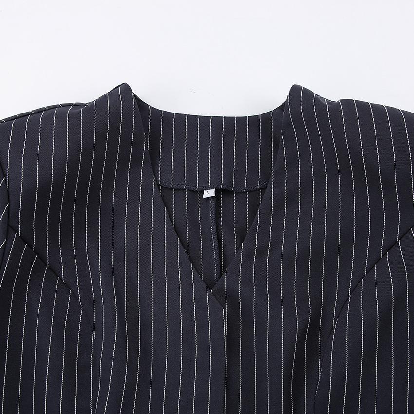 Spring 2026 Striped Halterneck Slim-Waisted Two-Piece Suit: Top & Skirt