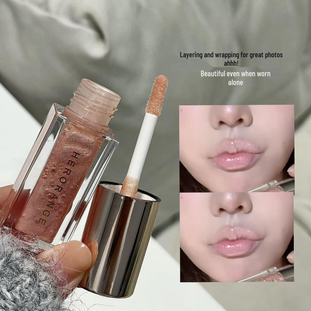 HERORANGE Shimmering Star Mirror Lip Gloss - Pearlescent, Watery, Plumping with Fine Glitter Finish.