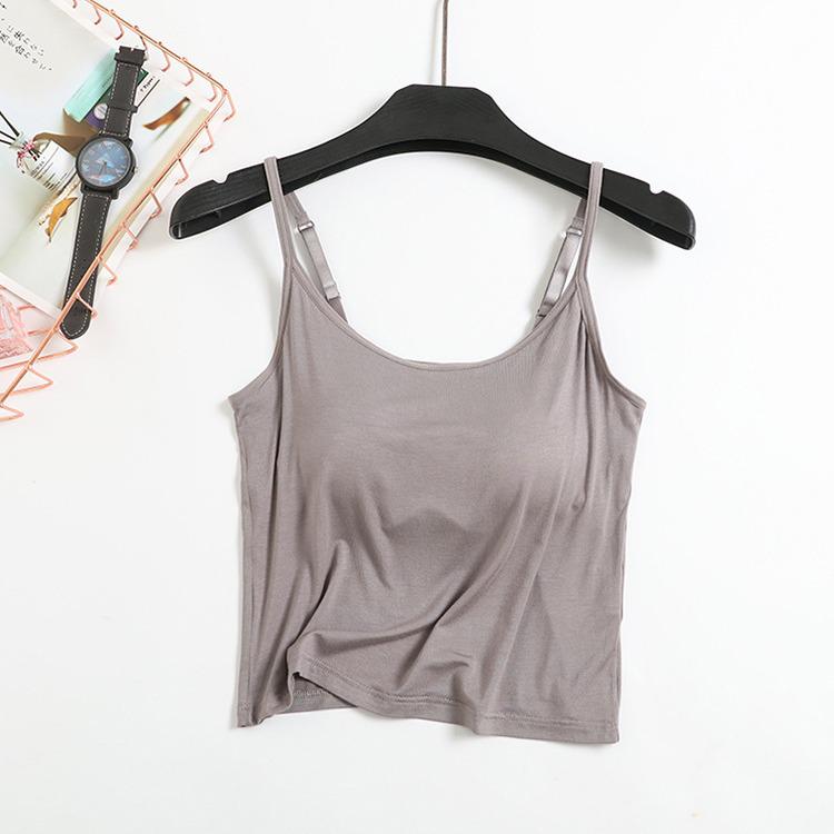 Modal Padded Crop Tank with Bra Cup & High Waist Shorts - Women's Summer Lingerie Set