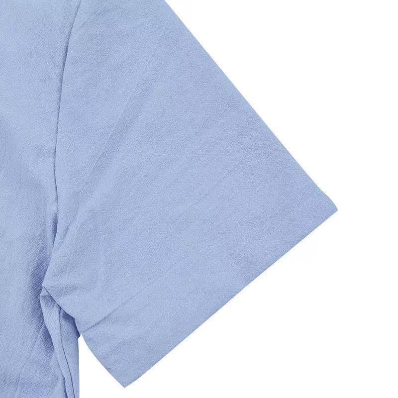 Men’s European Size Linen Summer Sportswear Set: Short-Sleeve Shirt & Pants