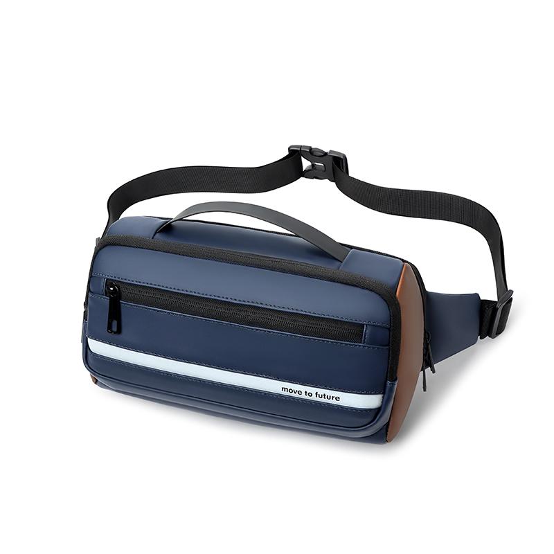 Business Waist Bag Oxford Color Block Chest Bag Men s Crossbody Bag Multifunctional Shoulder Bag синий