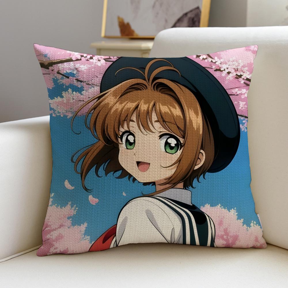 Magical CCardcaptor SakuraS Cushion Cover Breathable and skinfriendly linen pillowcase square removable and washable cushion