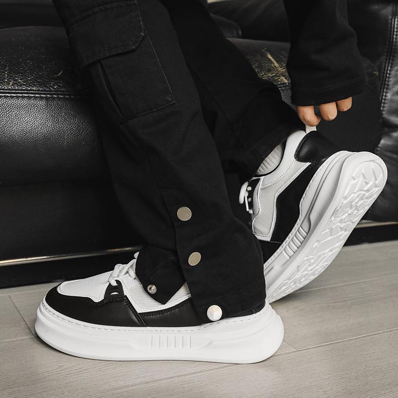 Men's shoes 2025 spring and autumn new Hong Kong style retro leisure sports summer height increase non-slip design sense bread tide board shoes