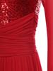 Ladies Sequin Long Sleeve Lyrical Dance Dress Mesh Tulle Flowy Maxi Long Dress Built In Briefs Performance Wear