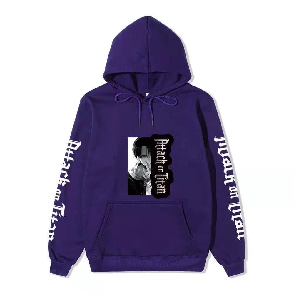 Attack on Titan Levi Ackerman Manga Hoodie Unisex Fleece Sweatshirt Gothic Vertical Logo Front Print No Sleeve Autumn Winter Pullover