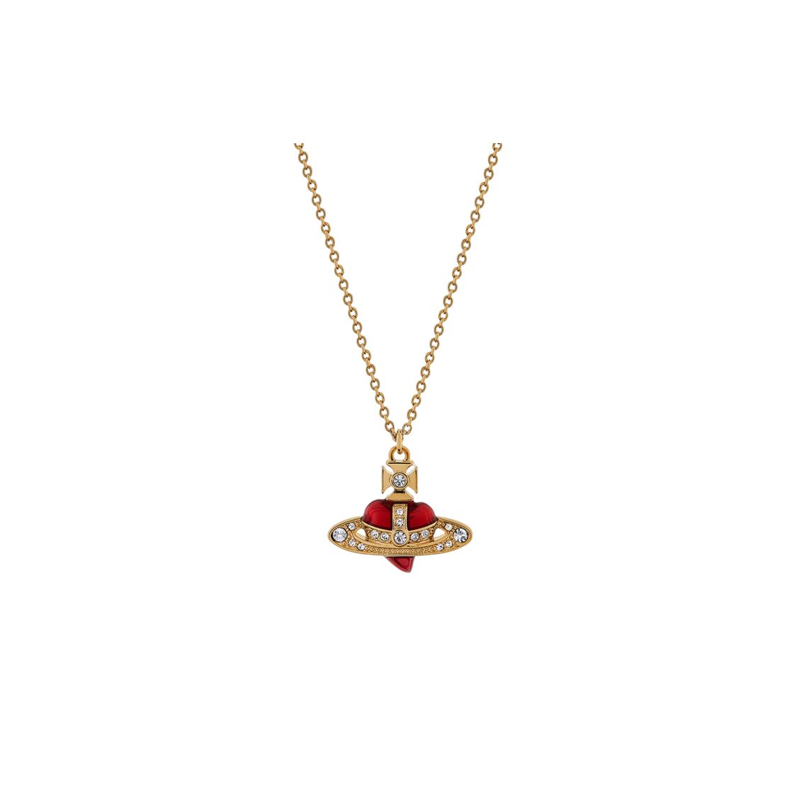 Vivienne Westwood Diamante Heart Pendant Crystal Necklace Unisex necklace Gold 630203BM02R654R654 Box