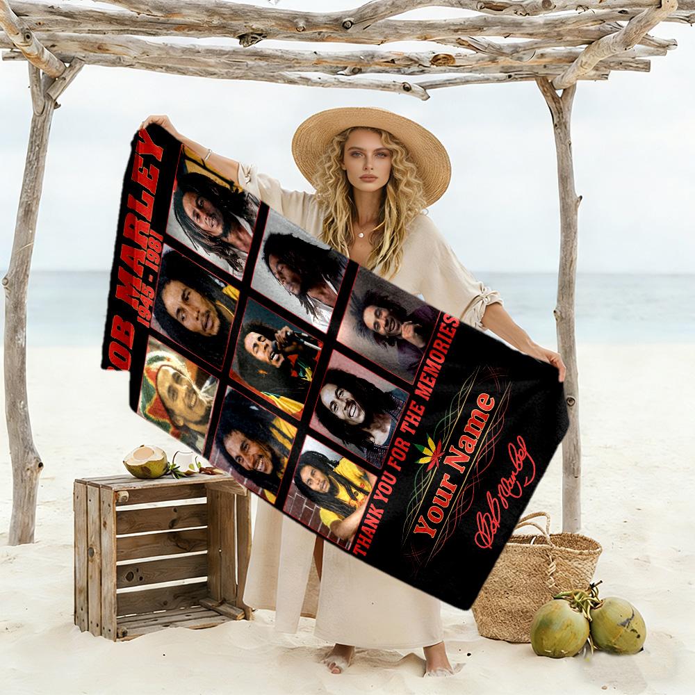 Bob Marley Customize Your Name Beach Towel Super Soft & Absorbent Portable for SwimmingBeachCamping Travel Beach AccessoriesGym