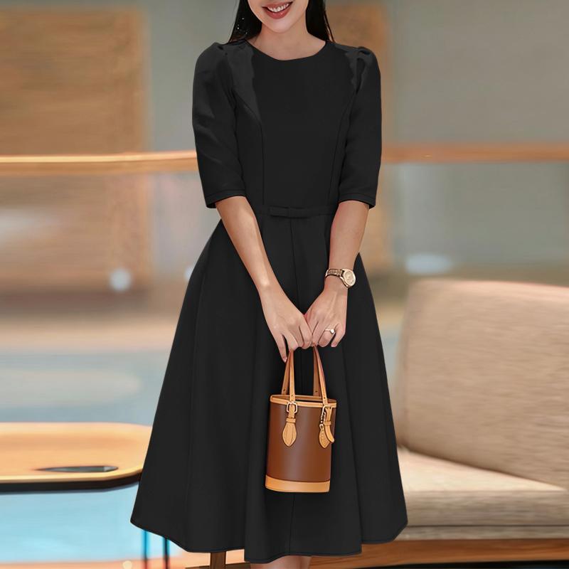 ZANZEA Women Elegant Casual Round Neck Half Sleeve Dress