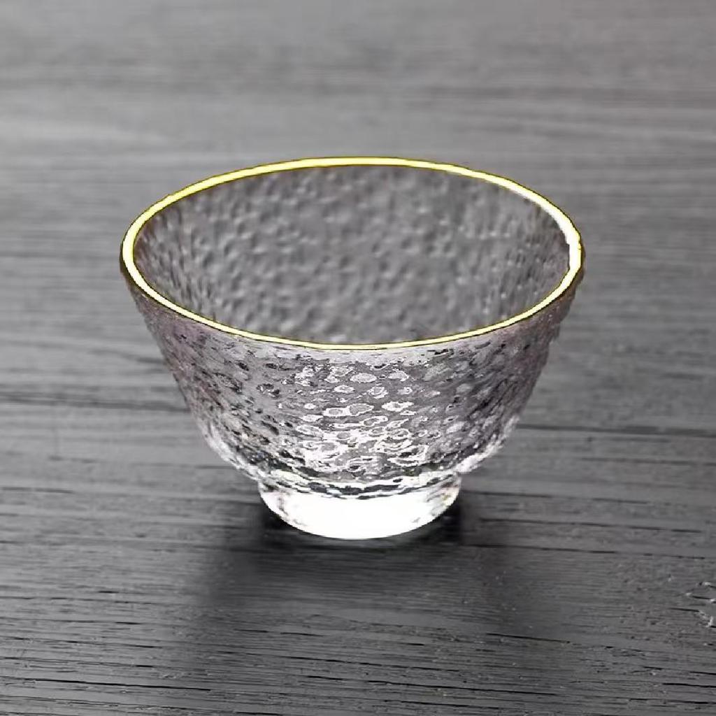Japanese Crystal Glass Kung Fu Tea Cup with Gold Painting - Small Tasting Bowl