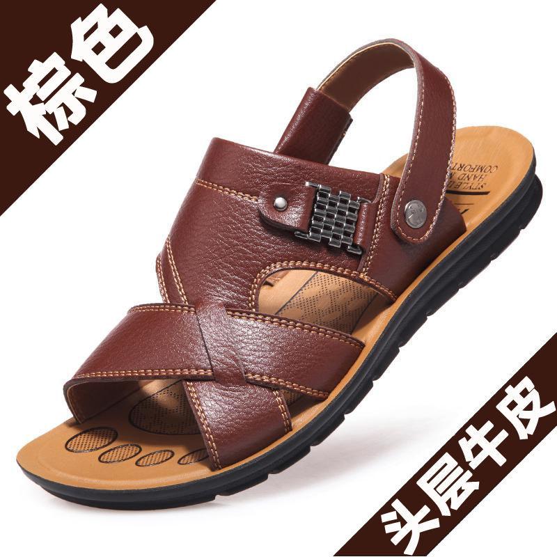 Hot Sale Waterproof Non-Slip Sandals Cow Leather Men's Soft Bottom Wear-Resistant Slippers Dual-Purpose Breathable Sandals