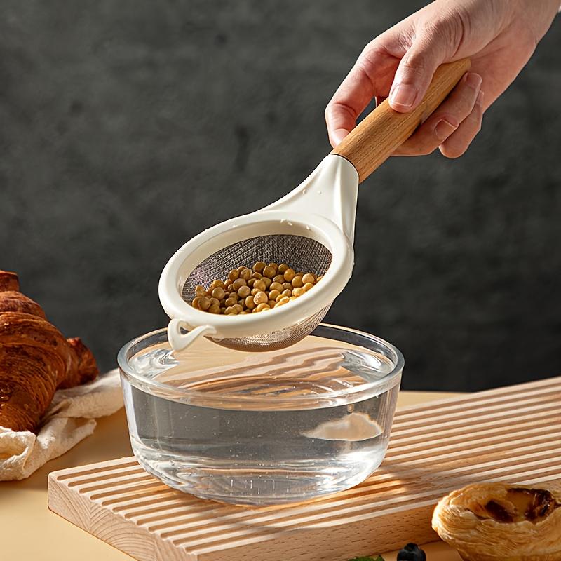 Nerezové jemné síto na mouku Cukr Šťáva Cukr Kakao Prášek Matcha Mouka Dřevěná rukojeť Domácí Kuchyňské Pečicí Nástroje