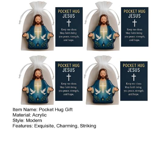 Pocket Hug Jesus Gift Blessing Jesus Prayer Figurine with Card Christian Pocket Hug Keepsake Religious Faith Ornament for Christian Gifts