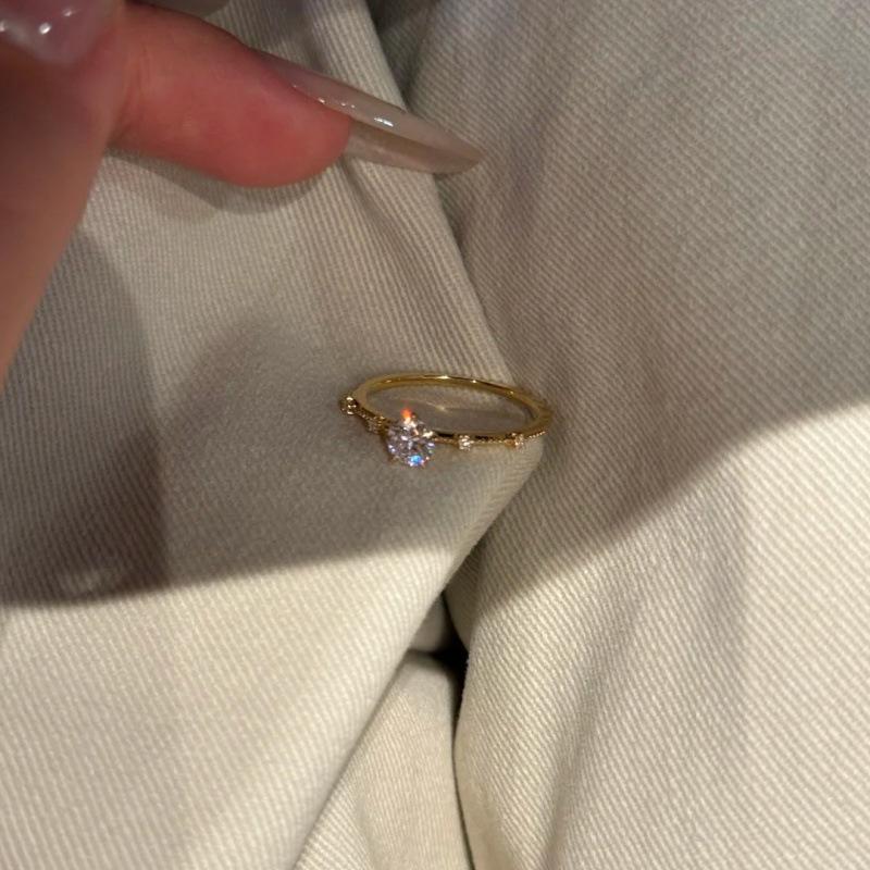 Xiaohongshu Zirconia Radiant Starry Sky Ring – 2025 Women s Light Luxury Jewelry Adjustable